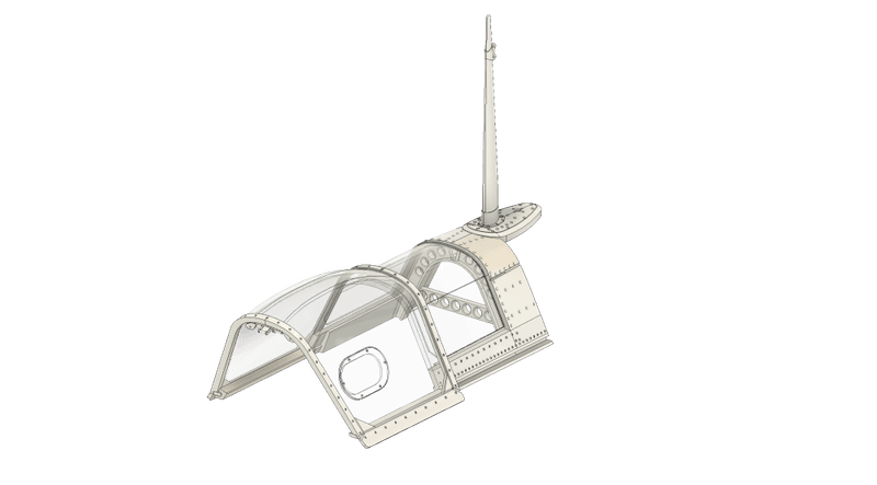 1/24 Supermarine Spitfire/Seafire cockpit glass (flatt) - bakre deler inkl antenne