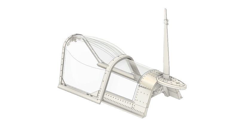 1/24 Supermarine Spitfire/Seafire cockpit glass (blown) - bakre deler inkl antenne